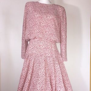 Vintage 80s cherry print dress